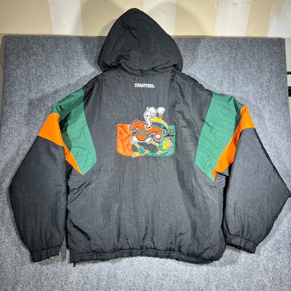 Vintage 90s Miami Hurricanes Starter Pullover Jacket XL Hooded